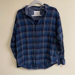 Weatherproof Navy and Gray Plaid Button Down Shirt